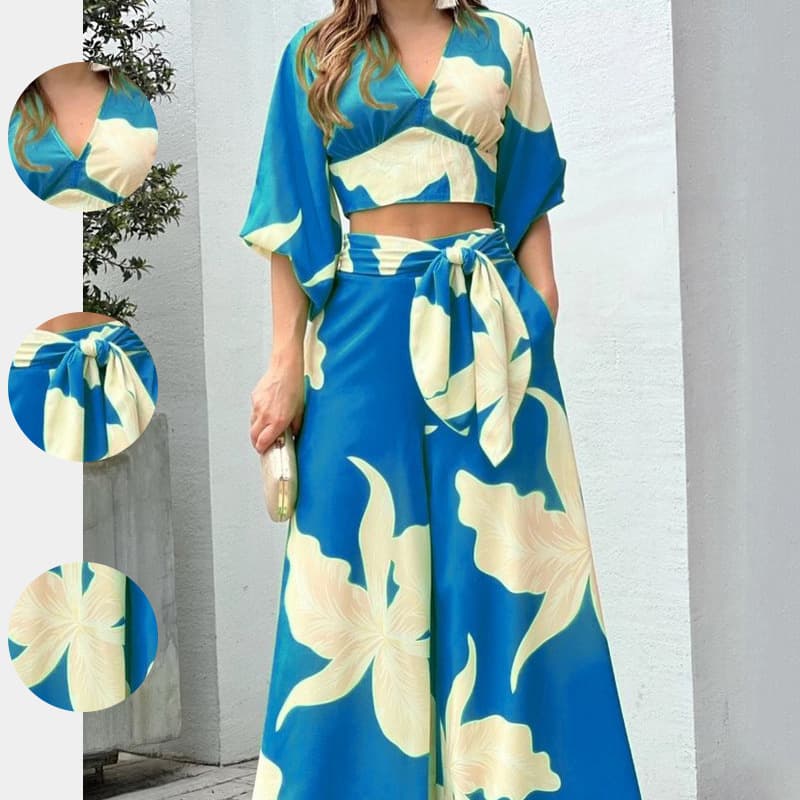 2026 New Spring Women's European And American Printed Sports Suit Elegant Commuter High Waist Fashion Casual Pants Set