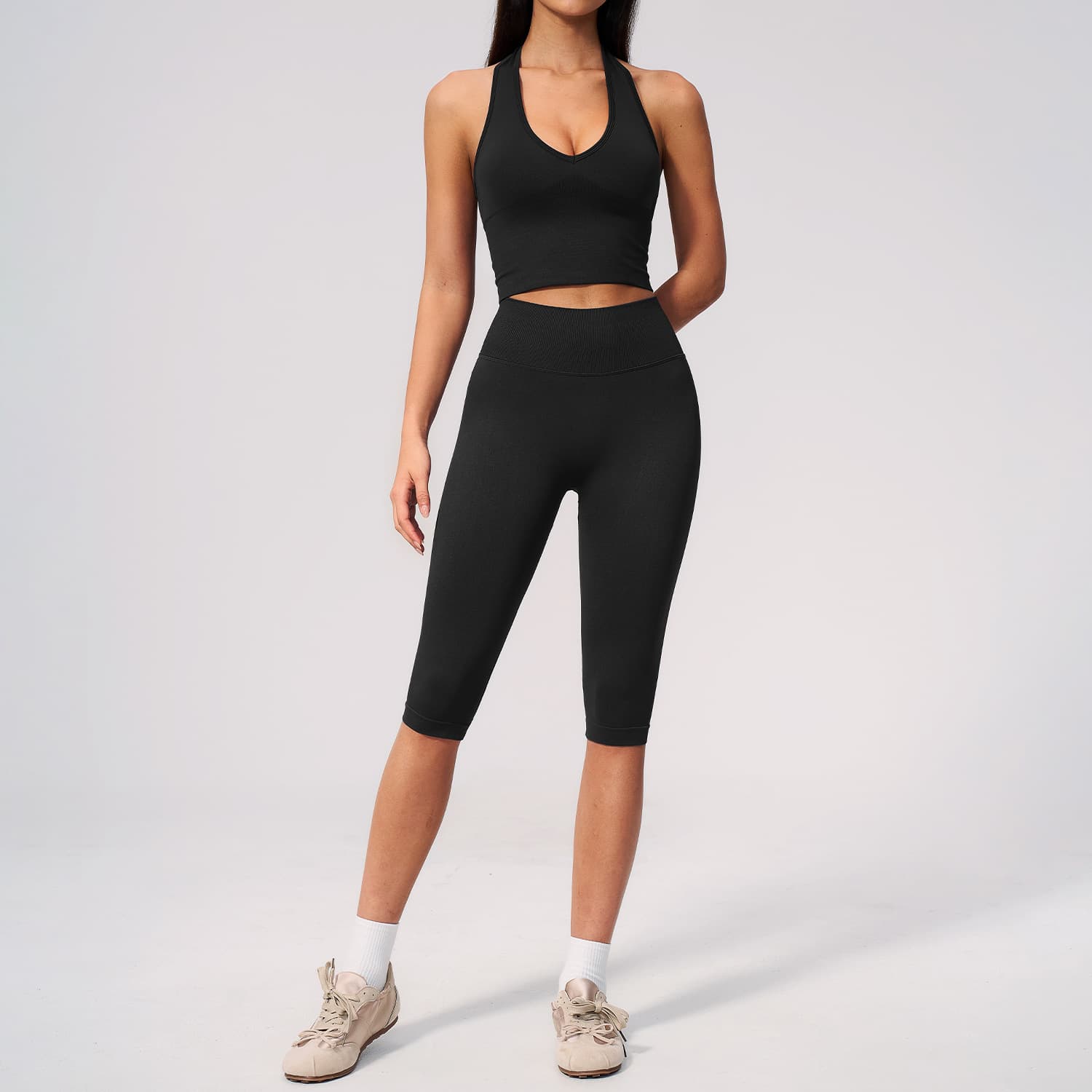 New Yoga Set Seamless Threaded Tight Shockproof High Elastic Hip Lift Running Exercise Clothing Women 7655