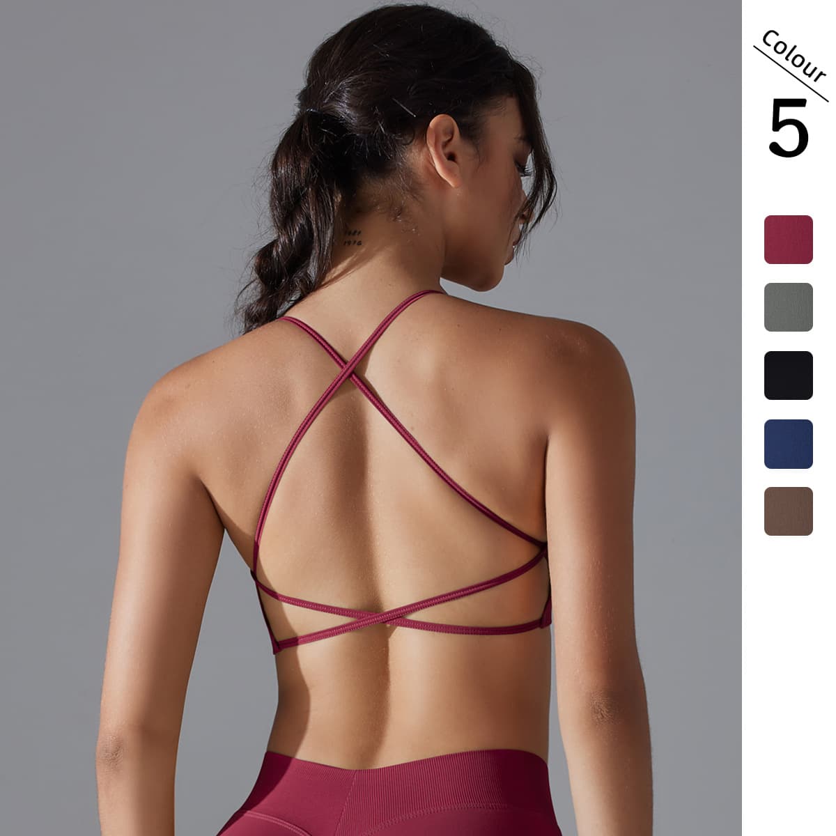 Cross-border Seamless Solid Color Cross Back Tight Elastic Sports Underwear Yoga Clothing Running Fitness Yoga Bra Women