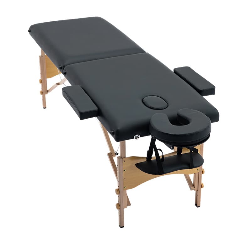 Cross-border Two-fold Portable Reinforced Beech Wood Massage Bed Black Beauty Folding Bed Massage Home Massage Bed