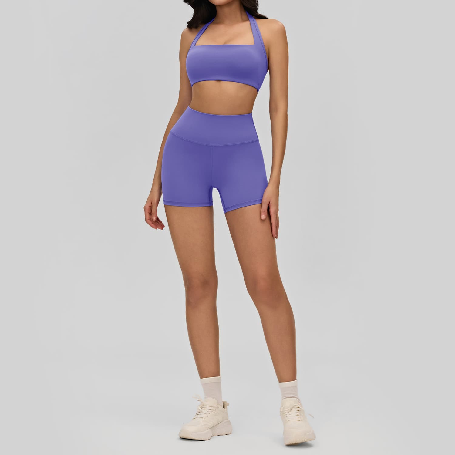 European American Cross-border Sports Suit Women Removable Chest Pad Sports Bra High Waist Hip Lifting Fitness Shorts Yoga Set