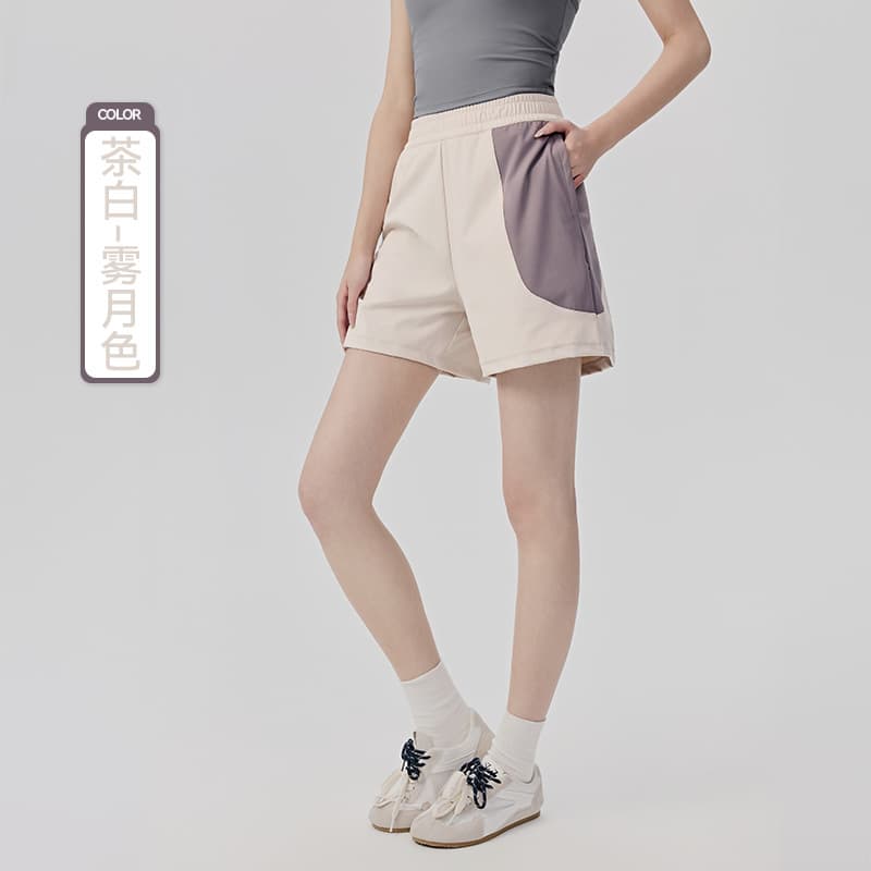 Loose Casual Sports Shorts Women One Side Contrast Pocket Fitness Quintuple Outer Wear High Waist Breathable Yoga Shorts
