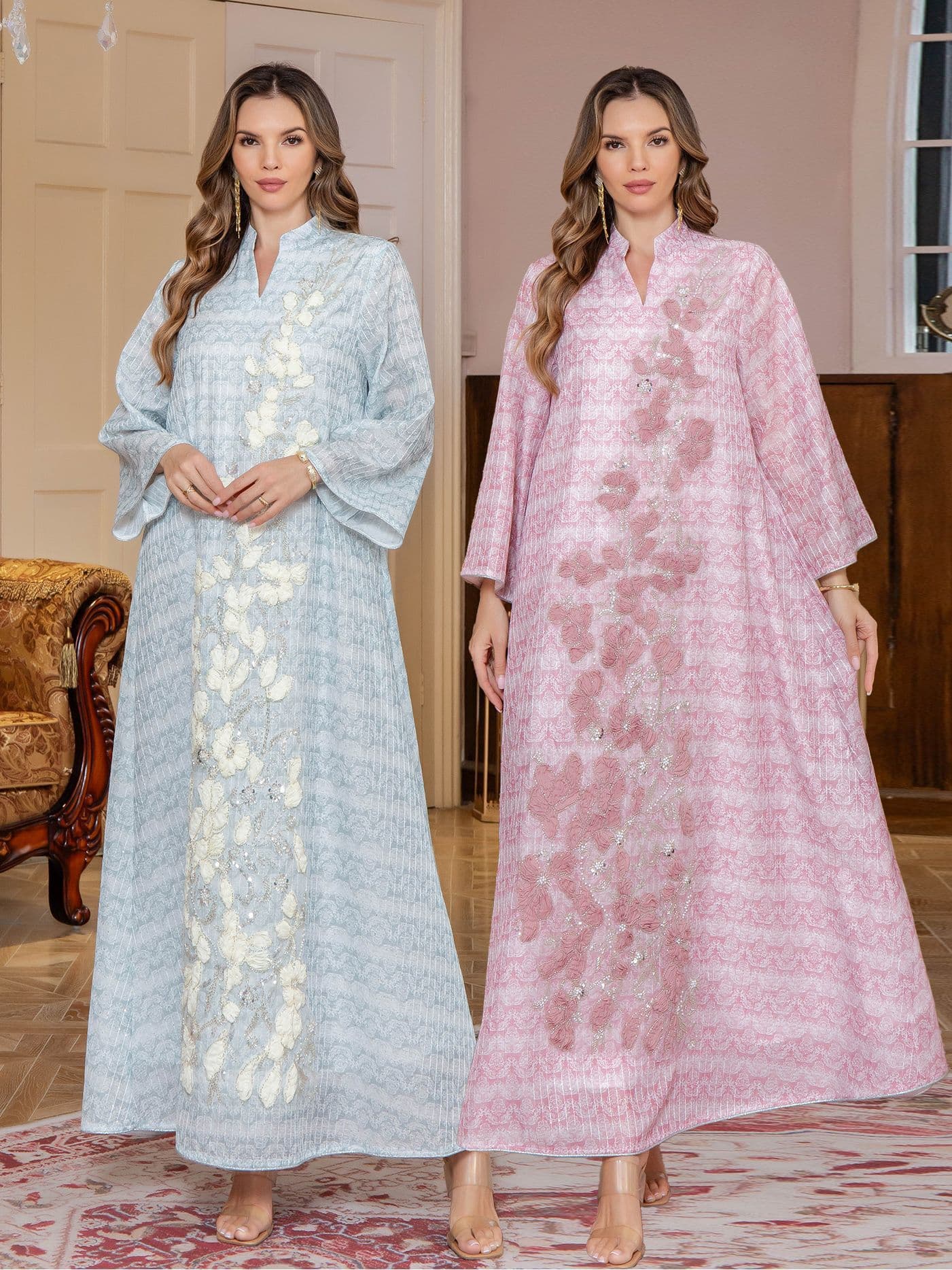 Spot Full Of Heavy Industry Embroidery Large Swing Feeling Loose Long Dress Gorgeous Holiday Party Women's Embroidery Dress