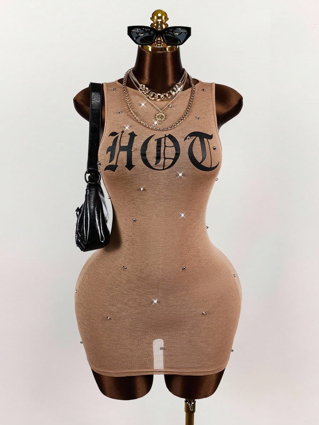 European And American New Cross-border Fashion Ins Trendy Print Sleeveless Slim Sexy Waist Pack Hip Skirt Dress Women