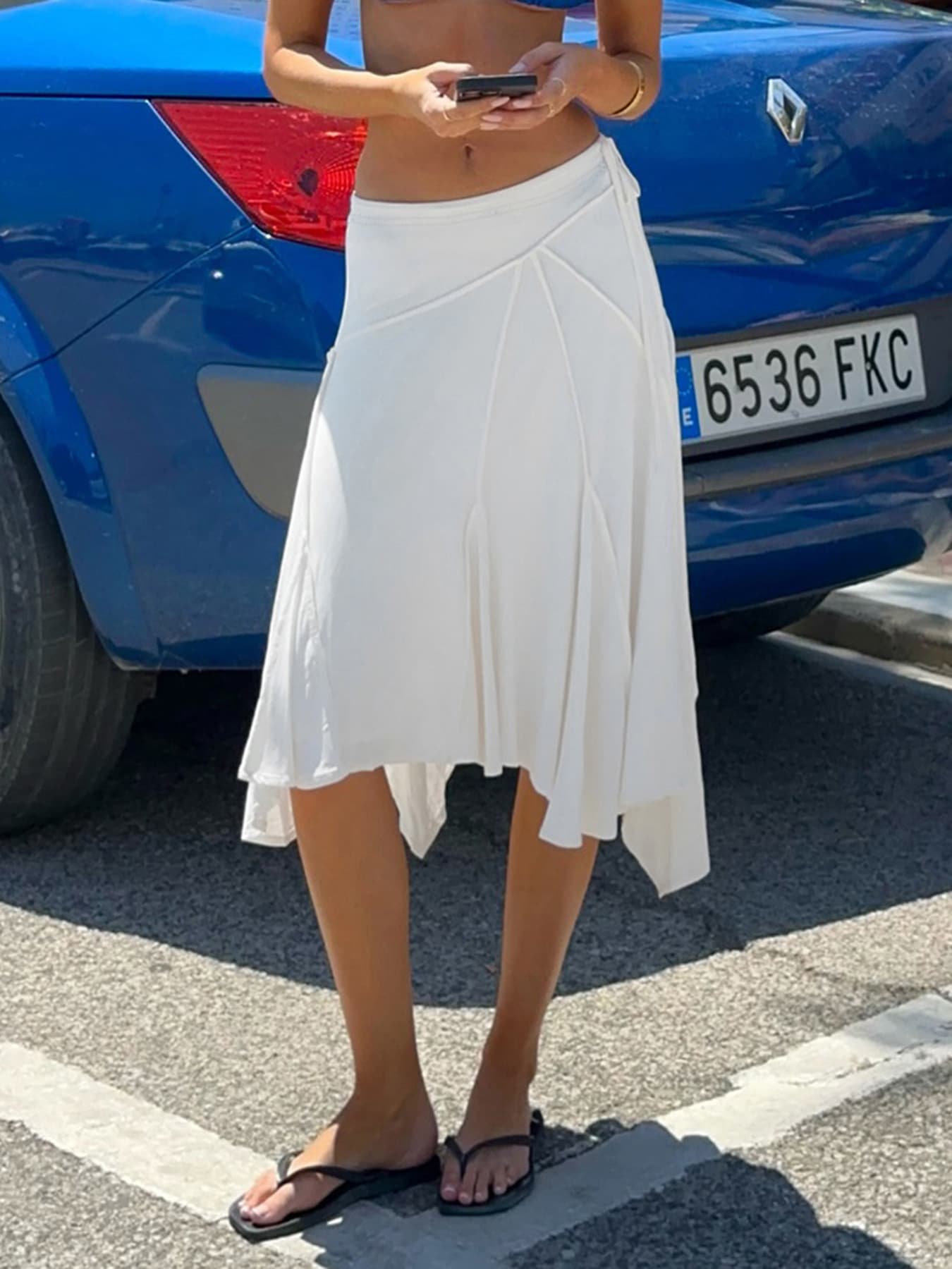 European And American New Sweet And Fresh Style Elegant Split Skirt Cross-border Solid Color Pleated Irregular Mid-length Skirt For Women
