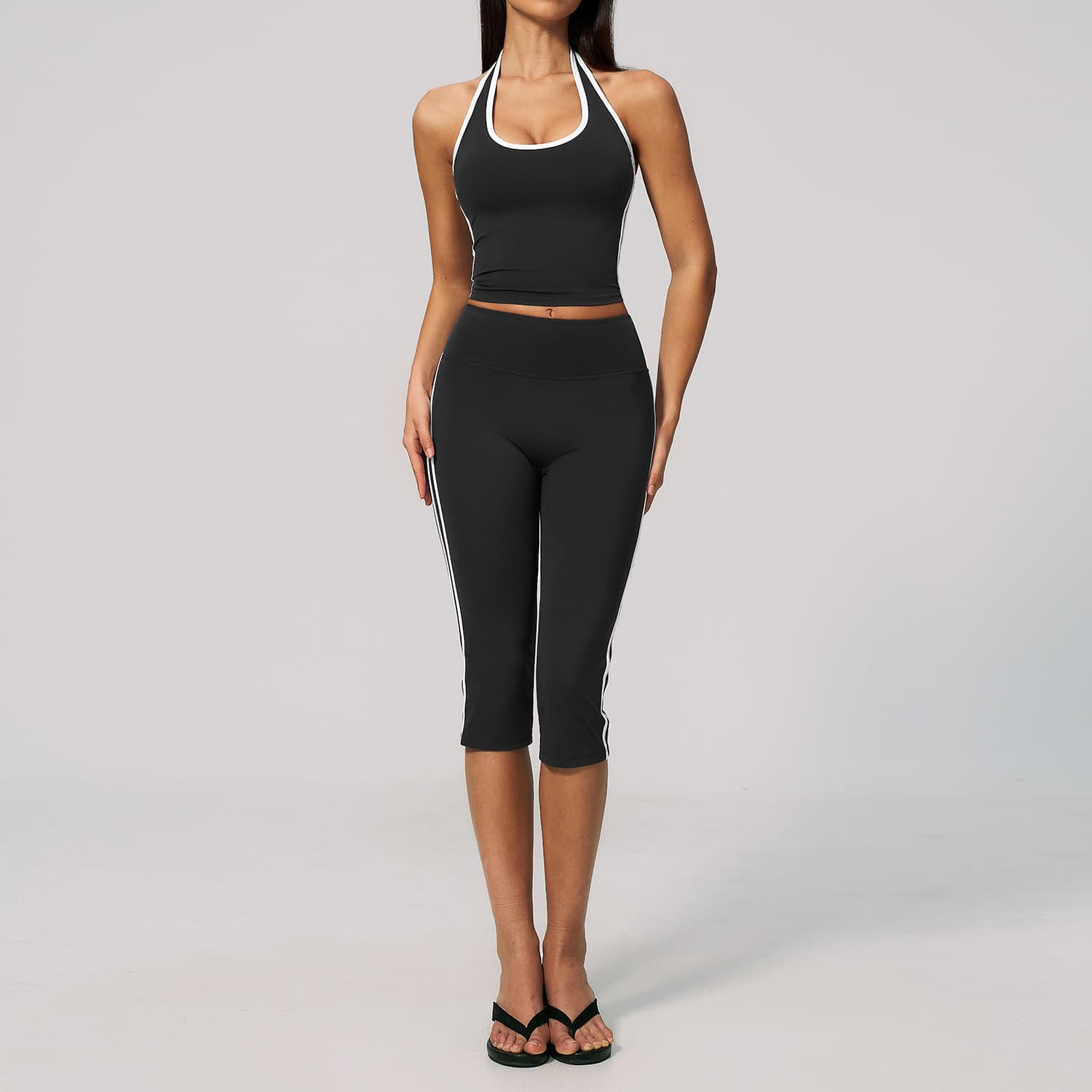 Premium Fitness Clothing Set Women's Hanging Neck Strap Chest Pad Beauty Back Speed Dry Belly High Waist Pilates Sportswear 4506