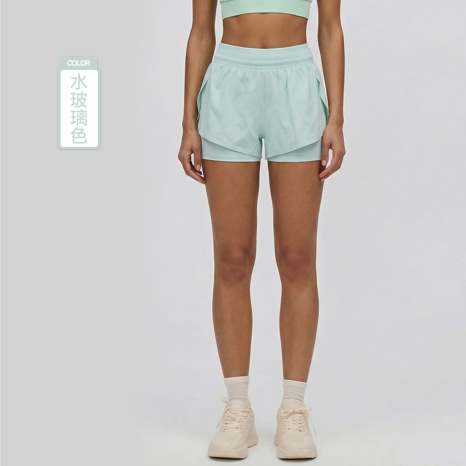 High-end Fake Two-piece Sports Shorts Women's Cool Feeling High Waist Yoga Shorts Anti-walking Summer Running Fitness Three-point Pants