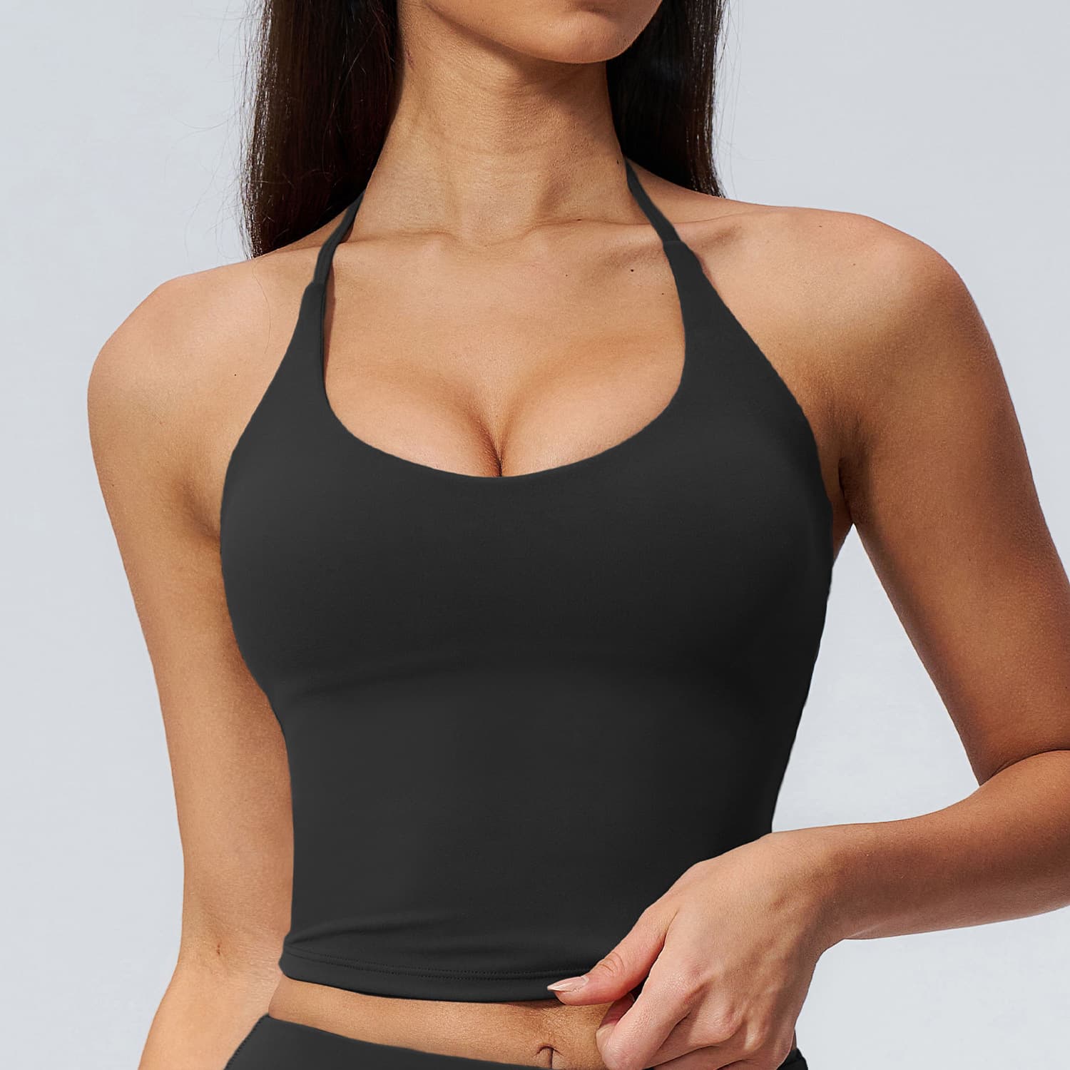 Creamy Yoga Vest Hanging Neck Strap V-neck Back Fit Fitness Pilates Training Sport Vest 5560
