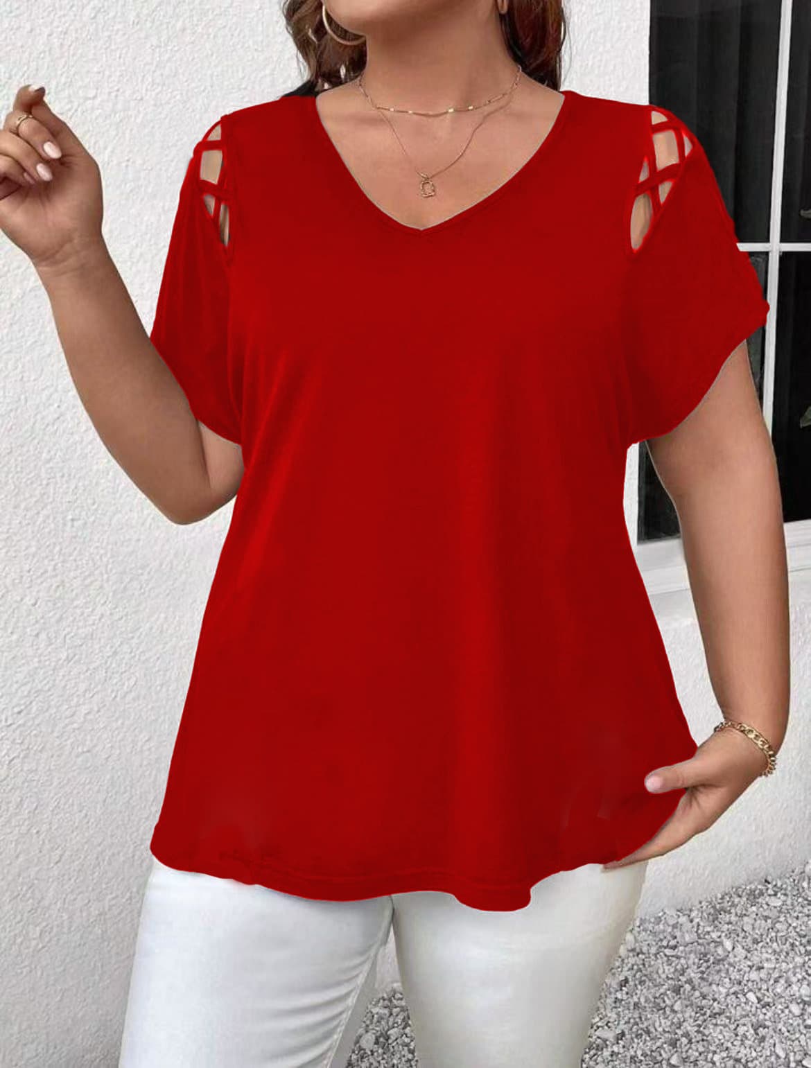Large 2025 European And American Cross-border Women's Amazon Summer New Casual Elegance Elegant Cross Strap Top