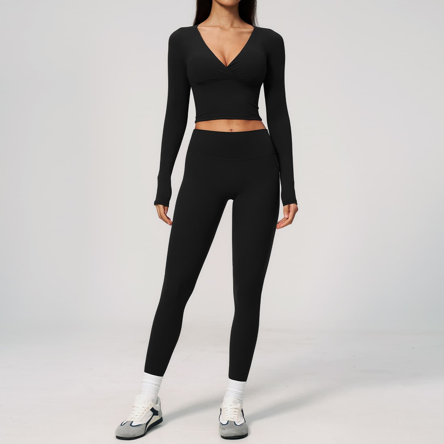 Creamy Exercise Suit Brushed Slim Slim High Waist Outdoor Fitness Running Sports Yoga Clothing 4208