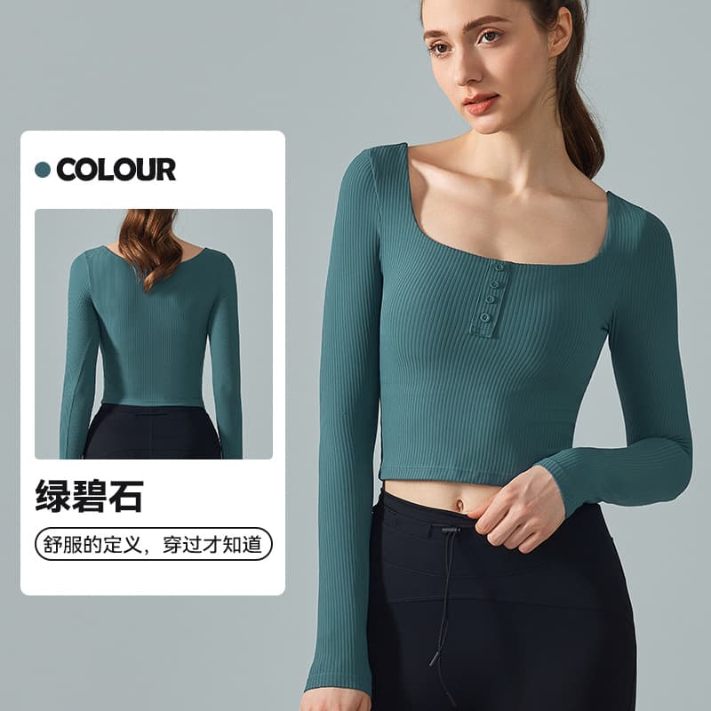 Big Tree Apparel Yoga Clothing Long Sleeve Women Professional Pilates Fitness Long Sleeve Band Chest Pad Slim Sport Top