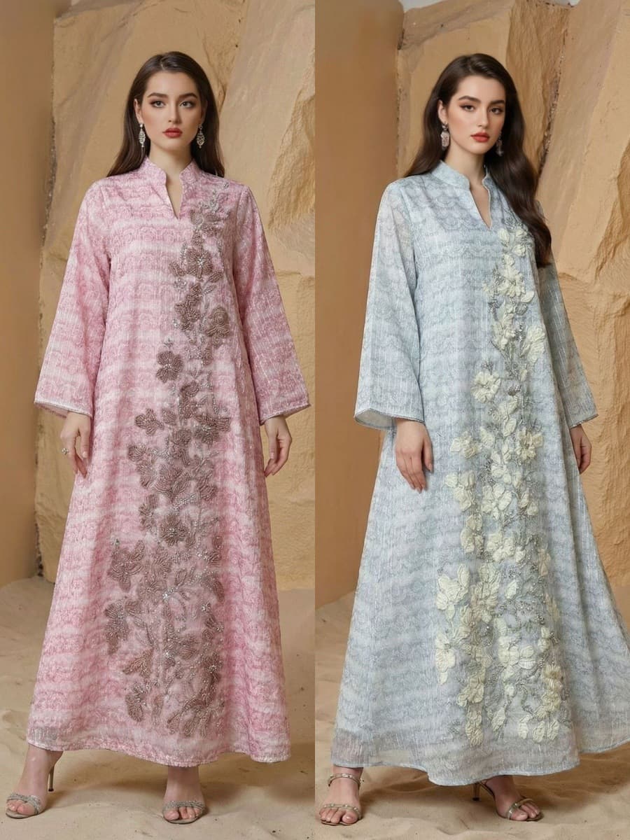 In Stock New Diamond Printed Skirt Factory Wholesale Women Clothing Apparel Long Dress Holiday Heavy Industry Long Sleeve Dress