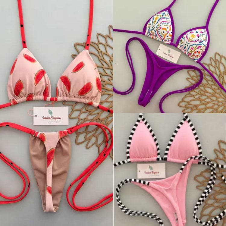 Wholesale New Print 2026 New Thong Bikini 2 Piece Set Sexy Cute Beach Summer Vacation Swimwear Set for Women