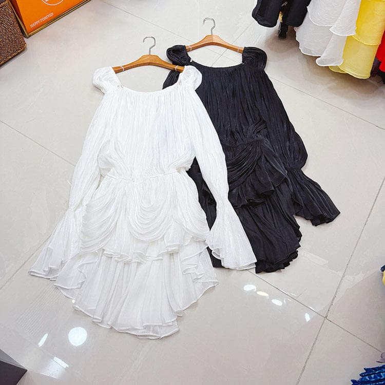 Wenshuo Pleated Casual Dress Wholesale High Quality Dress Custom logo Solid Color Dress Factory Directly
