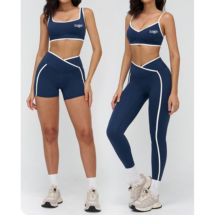 78% Nylon 22% Spandex Yoga Set Tight-fitting Color-blocked Workout Set Outdoor Running Fitness Yoga Set