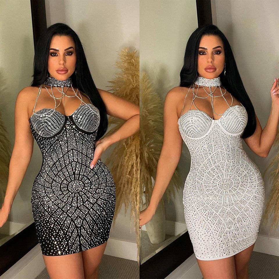 New 2023 Club Short Dress Tube Top Backless Tassel Skirt O Neck Sexy Hollow Skirt Ladies Sexy Club Dress