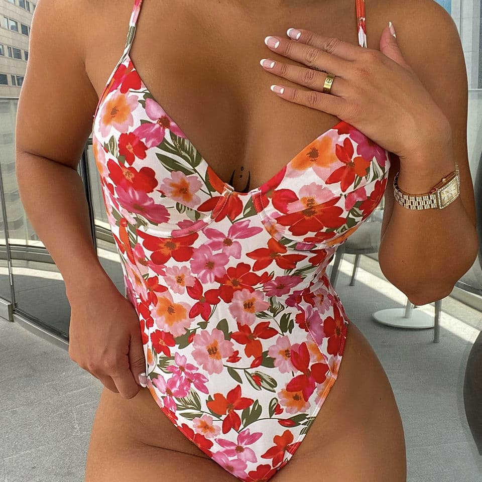 2022 Popular Swimsuit Print Underwire Bikini Sexy One Piece Swimsuit for Women