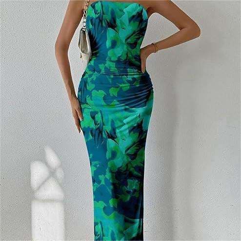 Strapless Tube Top Dress Wholesale Slim Fit Maxi Dress Custom logo Pattern Print Dress Factory Directly