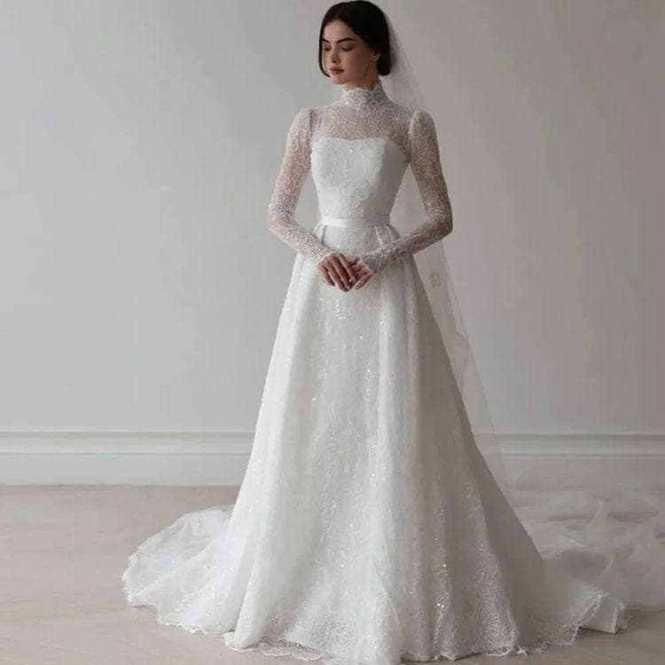 Wenshuo High Quality Lace A-line Wedding Dress 2026 New Style Slim Fit Wedding Dress with Train Heavy Craftsmanship Embroidery