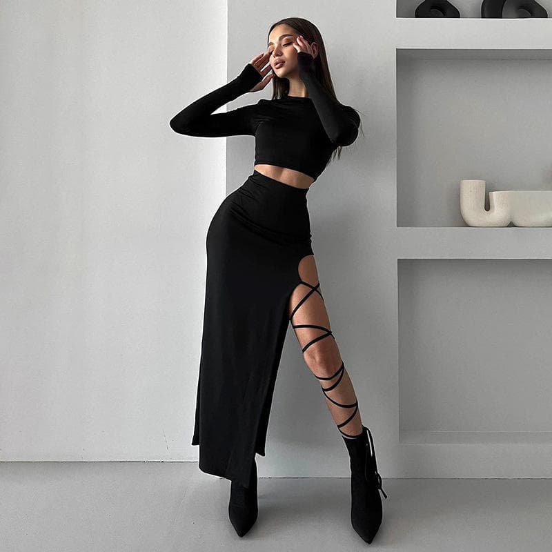 Wenshuo Long Sleeve Ribbon Dress Wholesale Asymmetrical Dress Custom logo Solid Color Dress Factory Directly