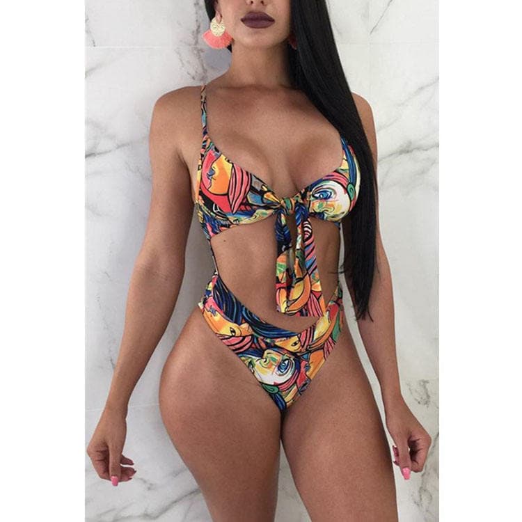 Hot Sale Bikini Retro Personality Style Sexy Swimwear Women Printed Swimsuit