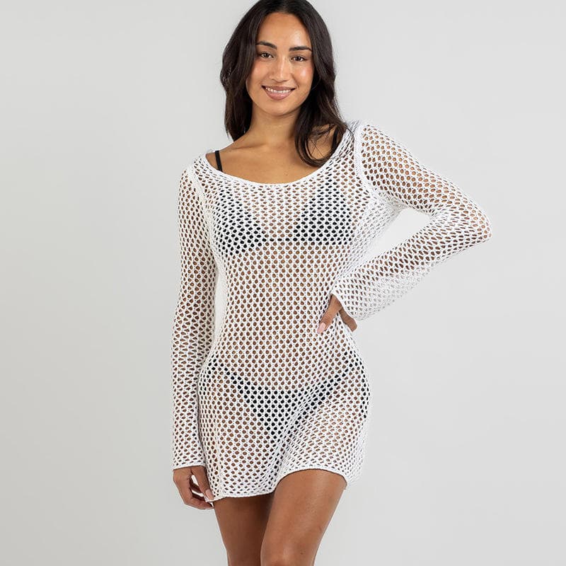 Sun protection Crew Neck Clothing Sexy Backless Beach Short Dress Custom logo Solid Color Bikini Cover Ups Factory Directly