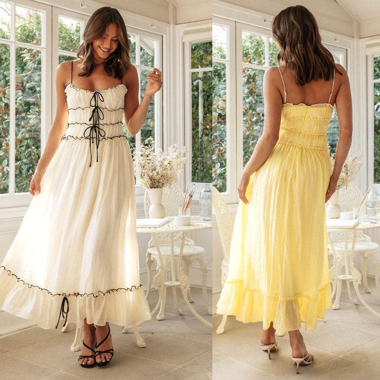 2024 Europe and America New Elegant Sleeveless Strapless Halter Splicing Women Long Dresses