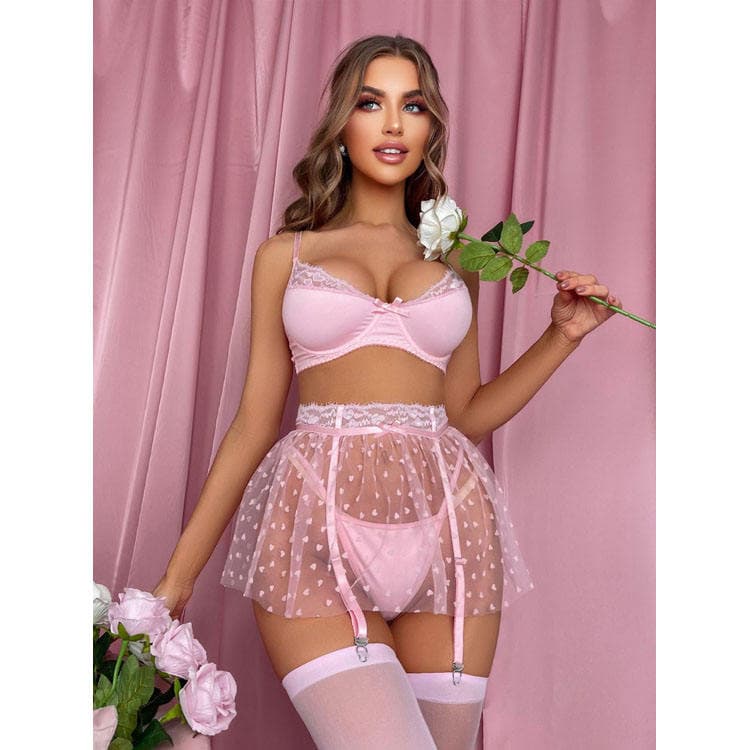 2023 New Lace Intimates Lingerie Sexy pink love Valentine Day Underwear