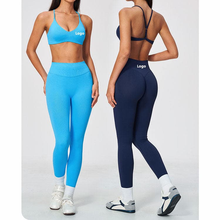 Nylon Spandex Quick Dry Workout Set Breathable Y Back Bra and High Waist Legging Seamless Yoga Set