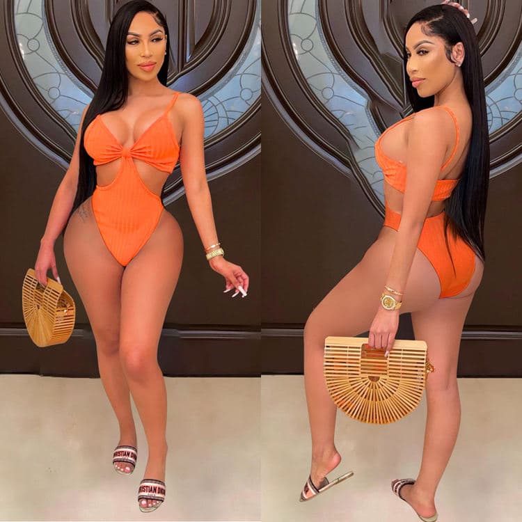Wholesale New Bikini Sexy Hollow One Piece Swimwear Sports Bikini Fitness Swimwear for Women