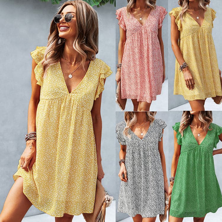 2023 Summer New Design Sweet Style Dress Midi Style Colorful Dress