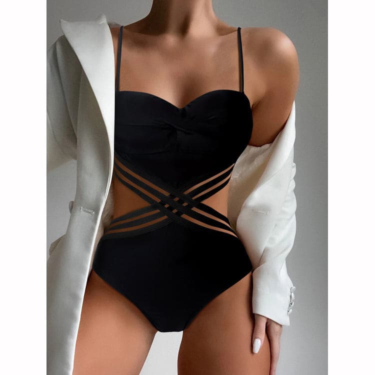 Custom Logo Women's Swimwear Summer Beach Sexy Hard Wrap Strap One Piece Bikini