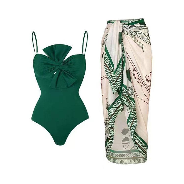 2024 Beachwear Sexy Woman Swimwear Bikini Set One Piece Bikini With Skirt Bow String Bikini for Women Swim Wear