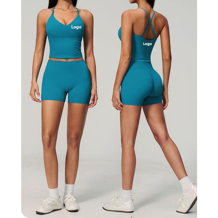 70 Nylon 30 Spandex Brushed Naked Feeling High Quality Tank Top and Shorts 2 Piece Yoga Set