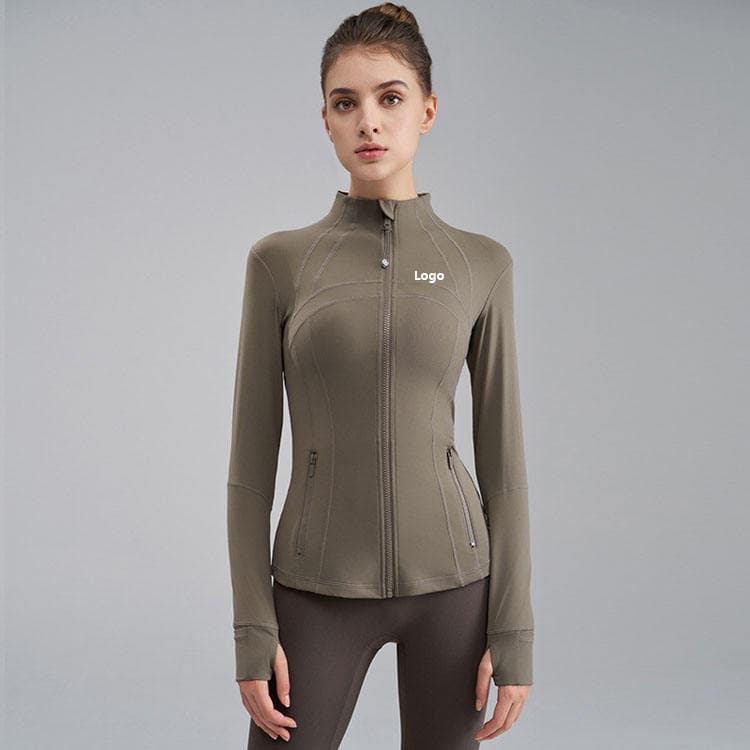 80 Nylon 20 Spandex Nude Feel Compression Running Top Long Sleeve Breathable High Elastic Fitness Yoga Jacket