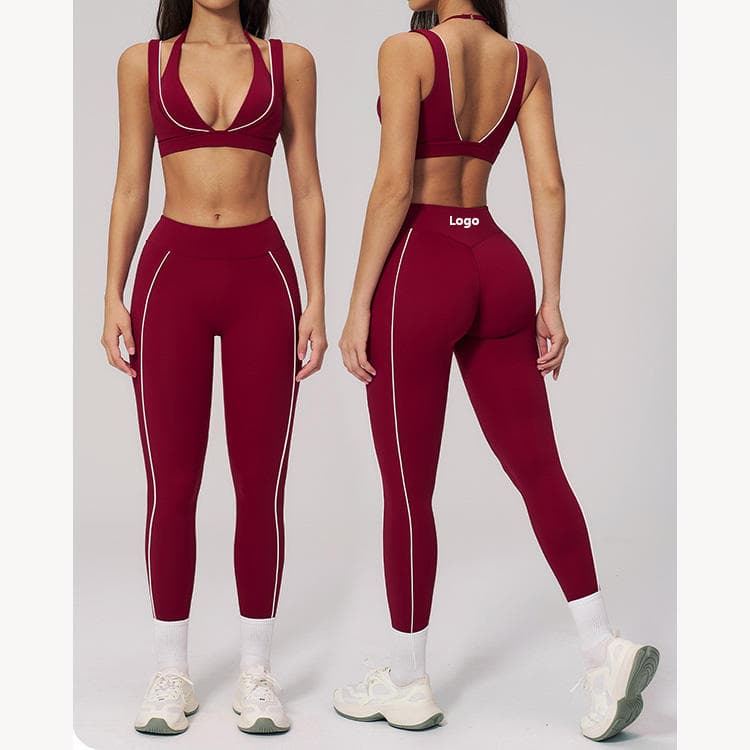 78 Nylon 22 Spandex Nude Feeling 2 in 1Workout Set White Binding Bra and Legging Women Fitness Yoga Set