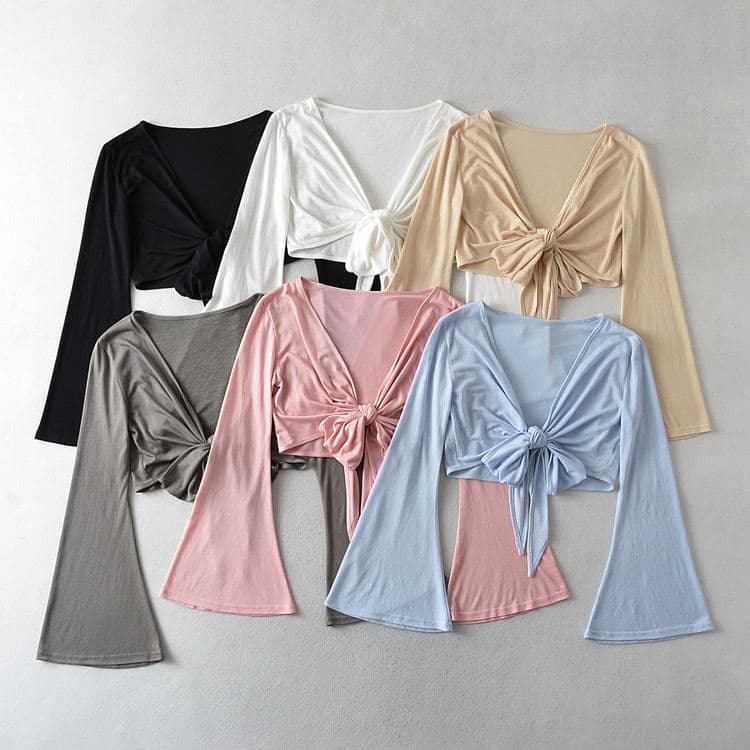 Flare Sleeve Sunscreen Bikini Cover Ups Summer New Cardigan Long Sleeve Bikini Cover Ups