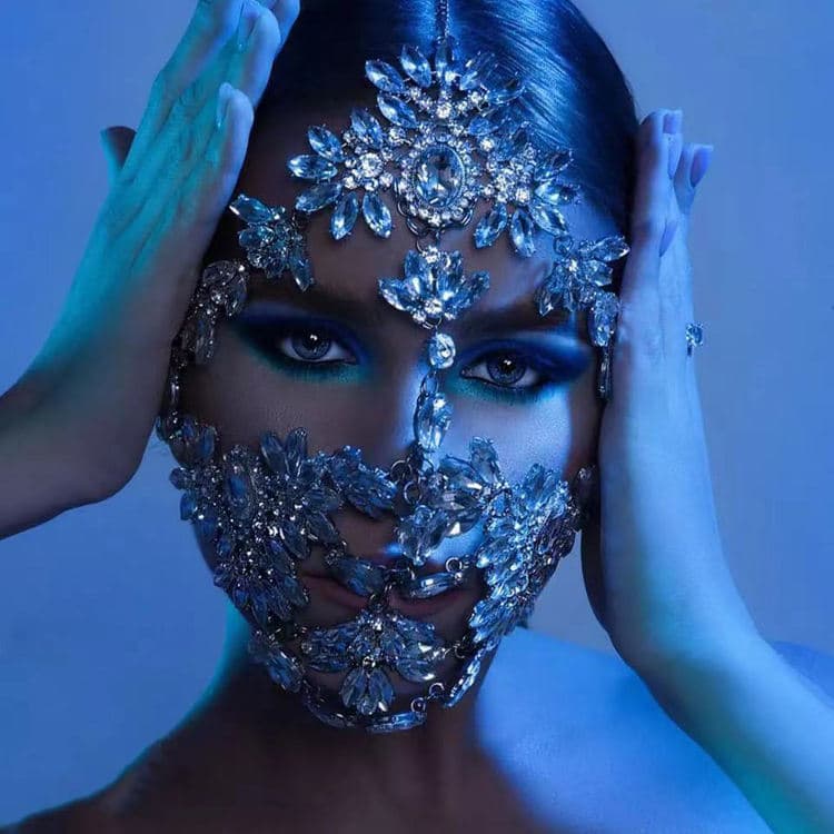 Hot Sale Exaggerated Masquerade Dance Act Mask Personality Festival Party Performance Rhinestone Mask