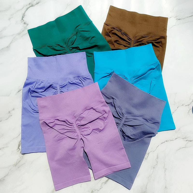 Colorful Peach Hip Line Design Yoga Shorts Tightly High Waist Sports Paint