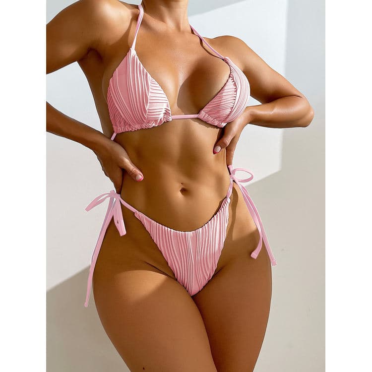Summer Beach Wear Women Swimsuits Sexy Bikini 2 Piece String Textured Bikini for Girls