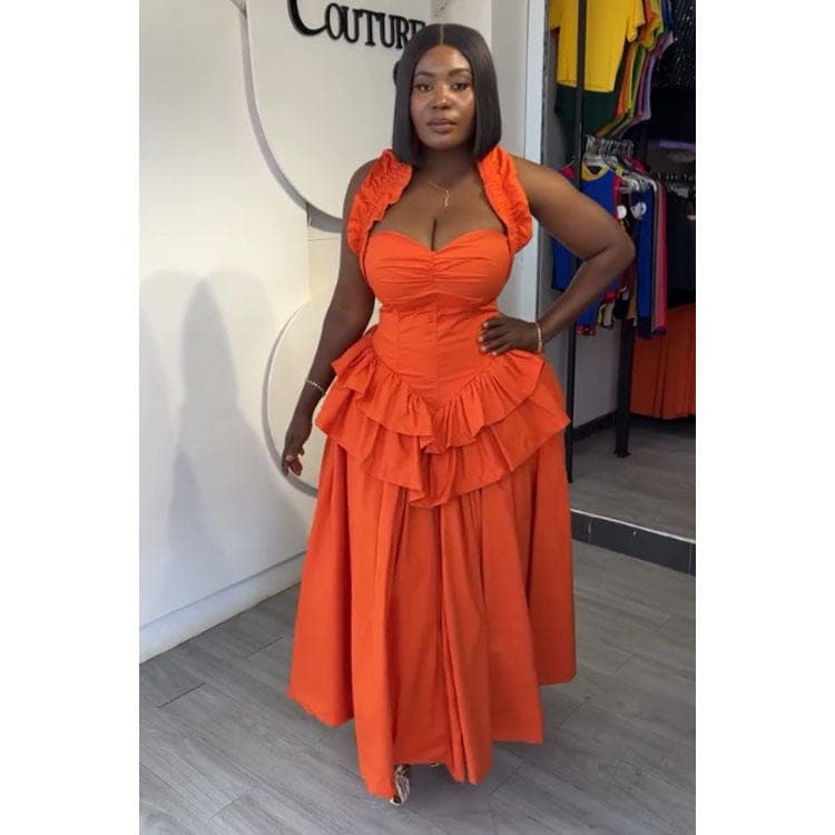 Wenshuo Solid Color Dress Custom logo Ruffled Backless Dress OEM Halter Maxi Dress Manufacturer