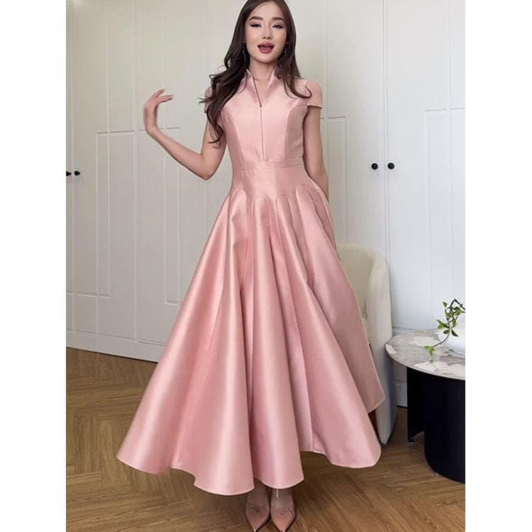 Wenshuo Satin Evening Dress Custom logo Solid Color Formal Dress Wholesale Elegant Long Dress Factory Directly