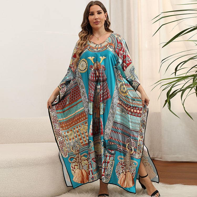 Beach Cover Ups Dolman Sleeve Holiday Wind Retro Wind Robe Plus Size Cover Ups