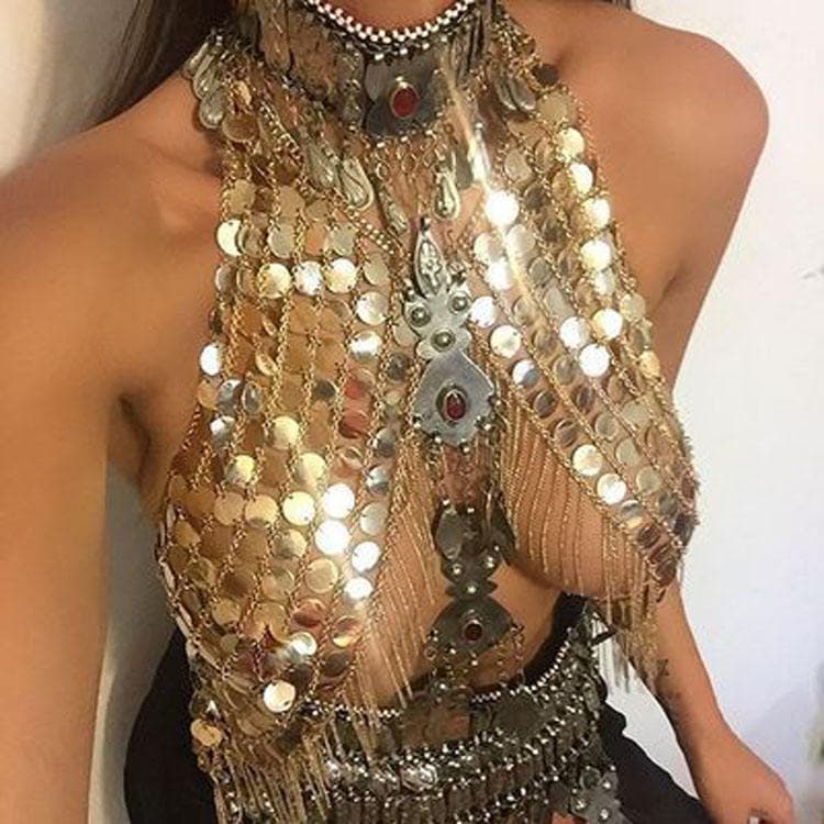 2022 Ladies HipHop Punk Alloy Metal Layered Sexy Jewelry Girls Body Chain for Women