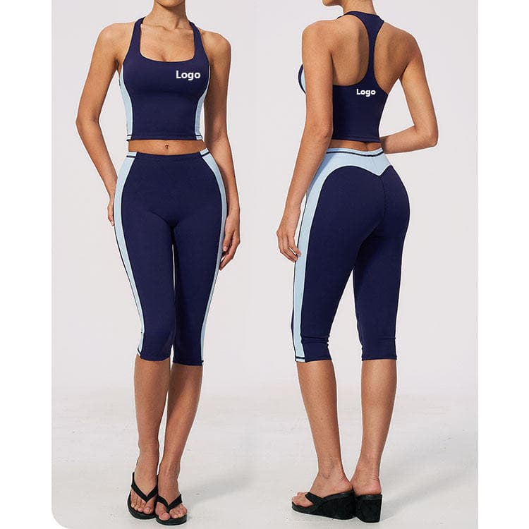 78 Nylon 20 Spandex Quick Dry Yogawear Custom Logo Tank TOP and Capris 2 Piece Fitness Yoga Set