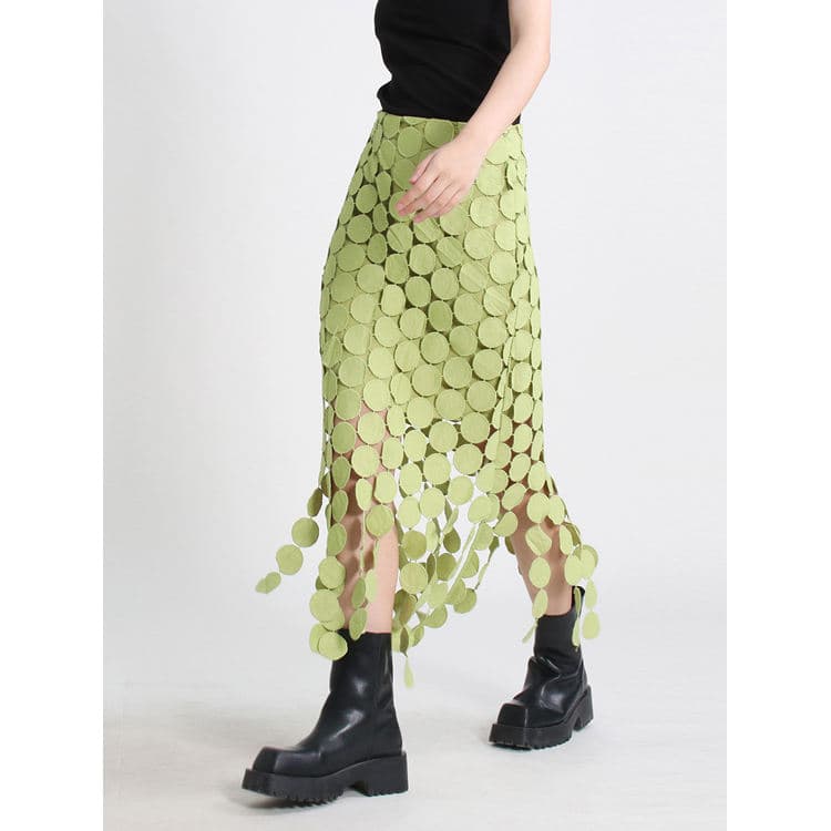 Autumn/Winter Embroidered Fringe Skirt Premium Bodycon Skirt Versatile Solid Color Long Skirt