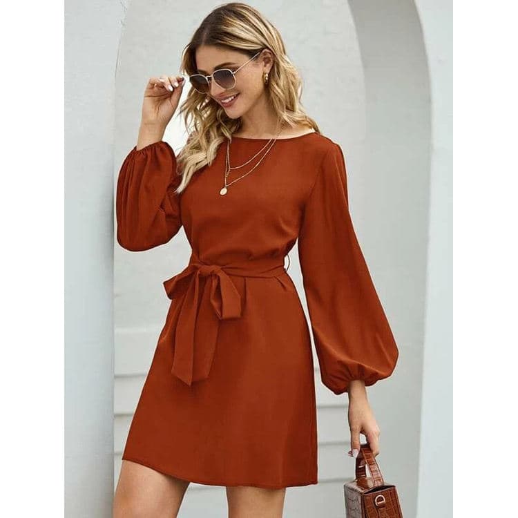 New Solid Color Simple Dress Elegant Commuting Dress Slimming High Waist Dress for Women
