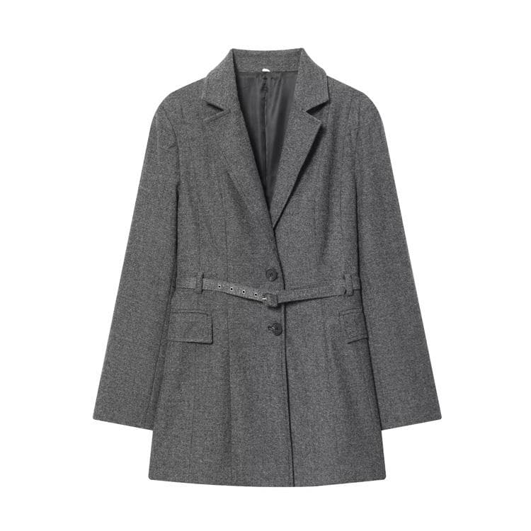 Wenshuo Long Sleeved Stylish blazer Custom logo Solid Color Women Set Factory Direct Simple Belted blazer Set