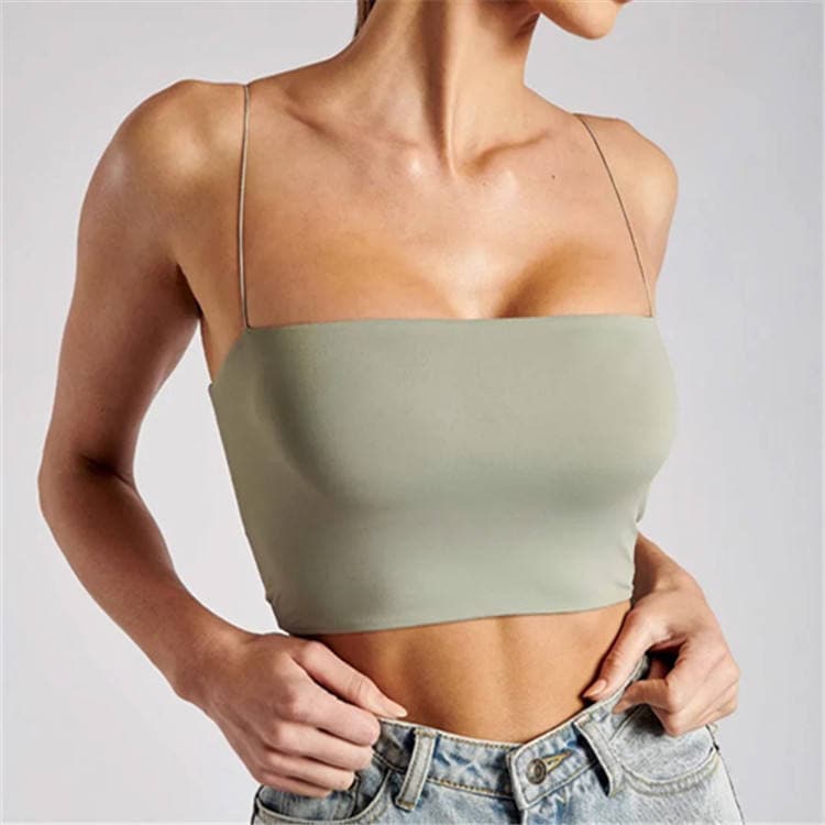 Flat Double Layer Tube Top Rubber Band Camisole Solid Color Stretch Cropped Tube Top