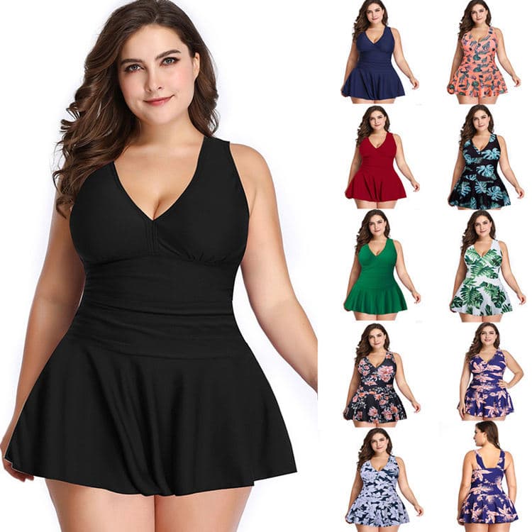 Manufacturers Wholesale Plus Size Swimwear Printed Skirt Swimwear Flat Front Swim Trunks Swimwear